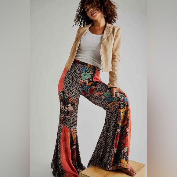 Free People Pants - Free People Love Is Wild Patchwork Bell Bottom Pants | Floral Boho Flare S